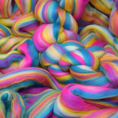 Image of Combed Top Roving. Limited Edition Fiber for Spinning, Needle Felting, Wet Felting, Weaving and Crafting. Colorful Designer Merino, Malibu
