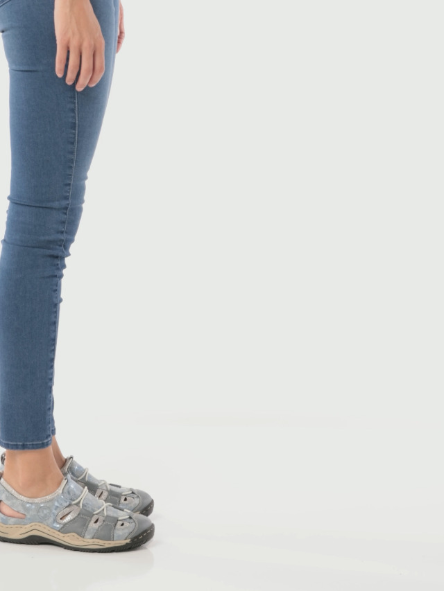 Rieker Fsk Damen Sandalen Pantolette Blau V7492-14 Weite H