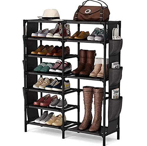 Image of COROID Digital Printed Multipurpose 6 Shelve Wardrobe,Foldable,Collapsible Fabric Wardrobe Organizer for Clothes Drawers Portable Wardrobe Clothing Space Saving Wardrobe (9-Layer, Black)