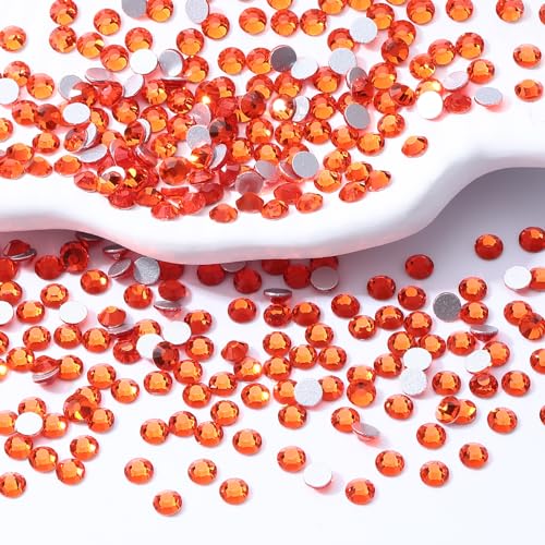 Image of Hyacinth Flatback Rhinestones, Glass Rhinestones for Nail Art and Craft, Glue Fix, Loose Crystal Gemstones(Orange, SS6, 1440pcs, 1.9-2.0mm)