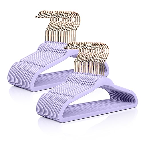 Image of MIZGI Premium Kids Velvet Hangers 11” Inch Children's Clothes Hangers 60PCS Non-Slip Baby Hangers for Infant/Toddler Boys & Girls Closet Organizer Ultra Thin Nursery