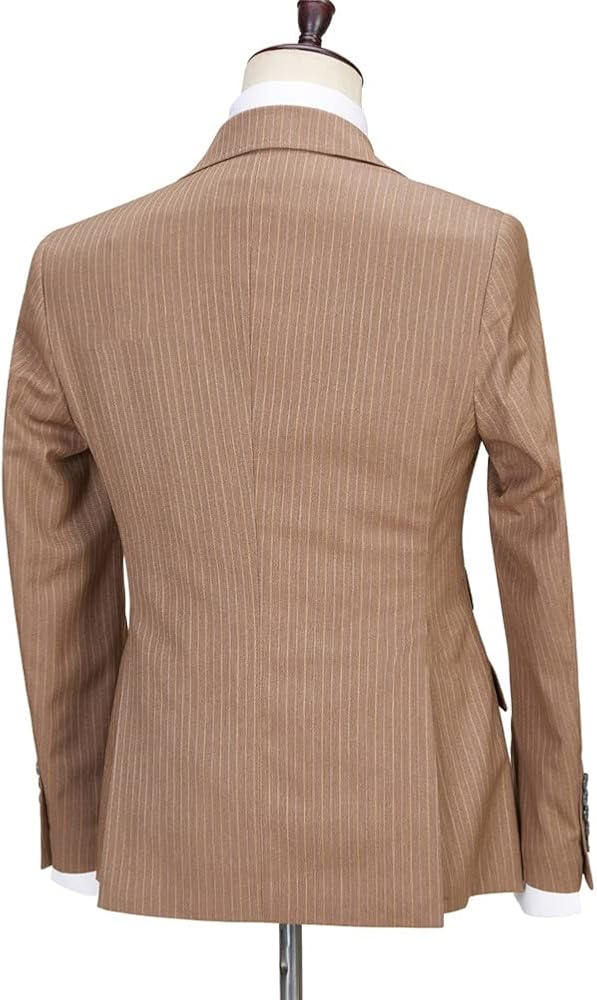 Costume 3 Pièces Slim Fit Rayures Homme - Blazer Travail, Mariage, Tendance, Cravate Incluse ? (Vérifier)
