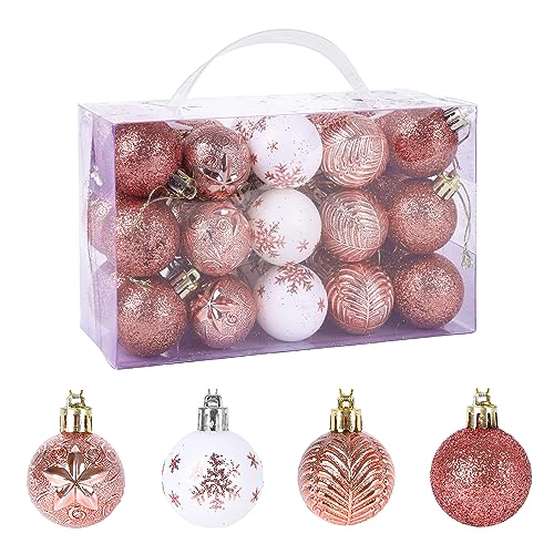 Weihnachtsdeko Rosegold 12 30 Stück Weihnachtsbaumschmuck Kugeln Set Gold Weihnachtskugeln...