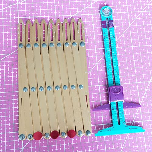 HONEYSEW Aluminum Expanding Sewing Gauge Button Guide Spacing Device 5-in-1 Sliding Gauge Measuring Sewing Tool Set (Gold) by HONEYSEW - Image 2