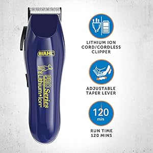 Wahl Dog Clippers, Pro Series Lithium Dog Grooming Kit, for Wiry, Smooth, Long, Silky and Short Coats, Low Noise Cordless Pet Clippers, Pets at Home, Ergonomic and Light