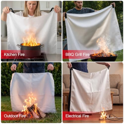 Image of Fire Blanket Emergency for Kitchen - Fire Extinguisher for Home - 2 Pack