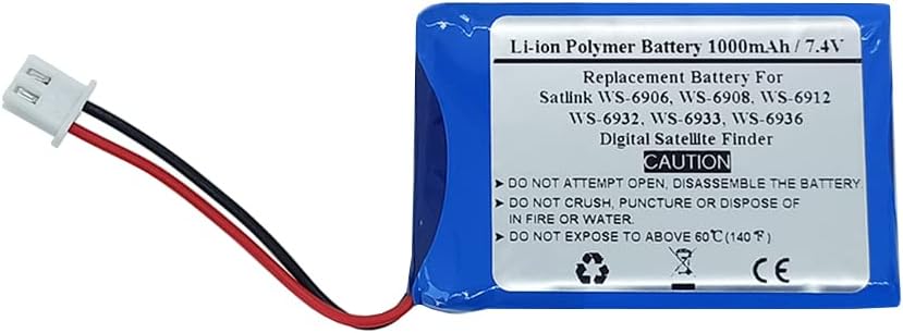 بطارية استبدال 1000mAh 7.4V لـ Satlink WS-6906 و WS-6908 و WS-6912 و WS-6932 و WS-6933 و WS-6936 Digital Satellite Finder ؛ E-1544 ، F03409 USN-523450PC-2S