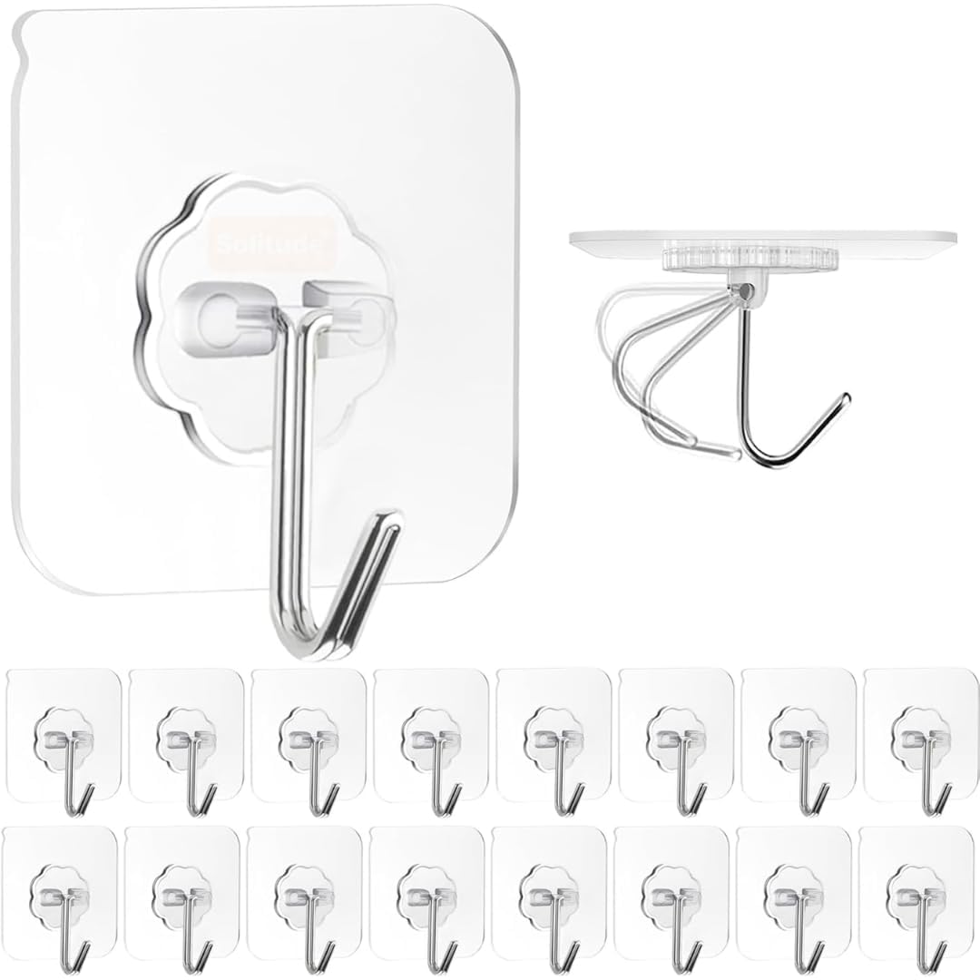 Self Adhesive Magic Sticker Transparent Panel Support Hooks, Strong Wall Hanging Pads for Bathroom & Kitchen, Tissue Towel Rack Sticker, No-Drill Holder for Racks & Shelves(Pack of 10)-image-7