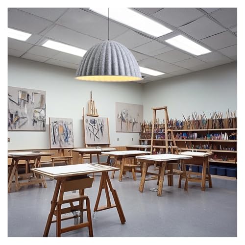 Lampe suspendue acoustique en feutre danois gris lustre insonorisant design minimaliste 35cm