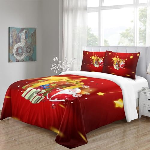 Housse de couette Père Noël microfibre douce抗皺 ferme glissière parure lit King 220x240
