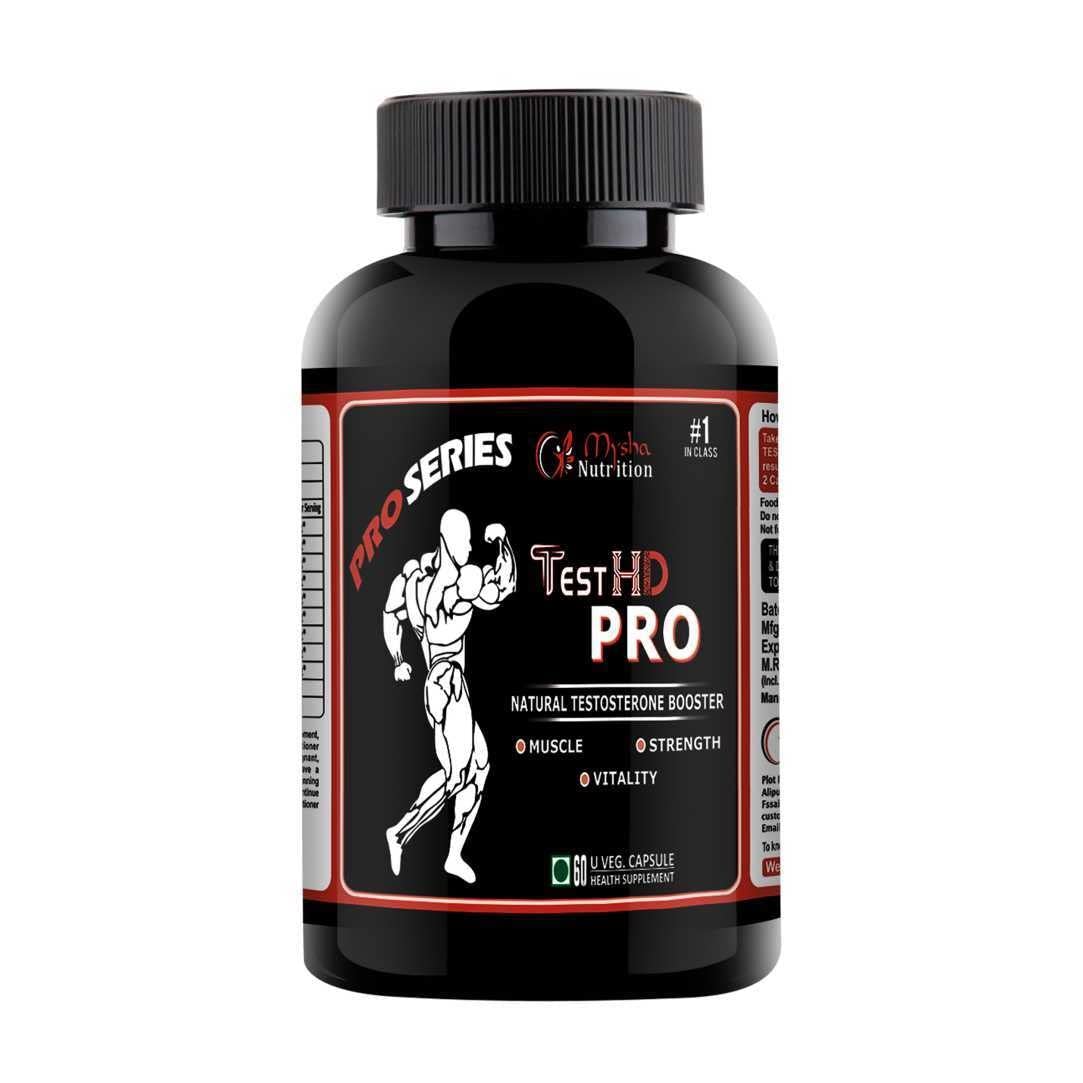Test HD Pro |Improves Testosterone Level | Improves Stamina, Strength & Endurance | Boosts Muscle Gain & Recovery |Made with Tribulus, Safed Musli, Ashwagandha & L-Arginine 60 Capsules