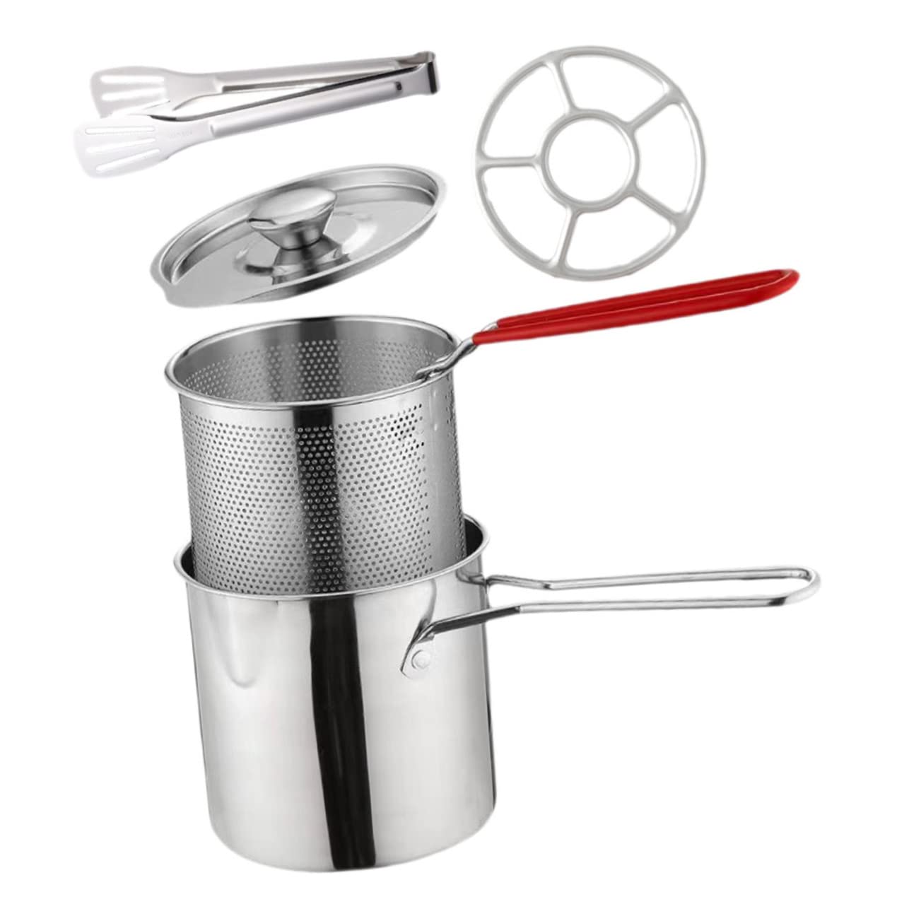 OHPHCALL 1 Set Fry Pot Kit with Basket and Lid for Home Frying Shrimp Chicken and Fries Deep Fryer for Indoor and Outdoor Use Easy to Clean and Maintain