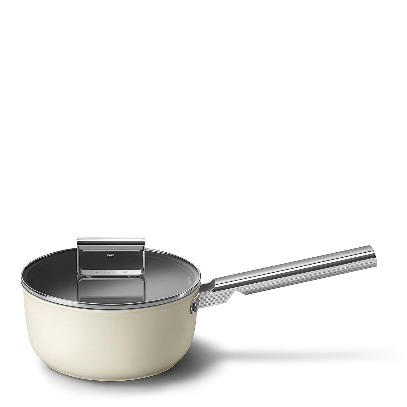 Smeg, SPF2012CRM Antihaft-Kochtopf, Durchmesser 20 cm, PFAS-freie Keramikbeschichtung, Edelstahlgriff, für alle Herdarten geeignet, ofenfest bis 250 °C, Fassungsvermögen 3,1 cl, Mattcreme