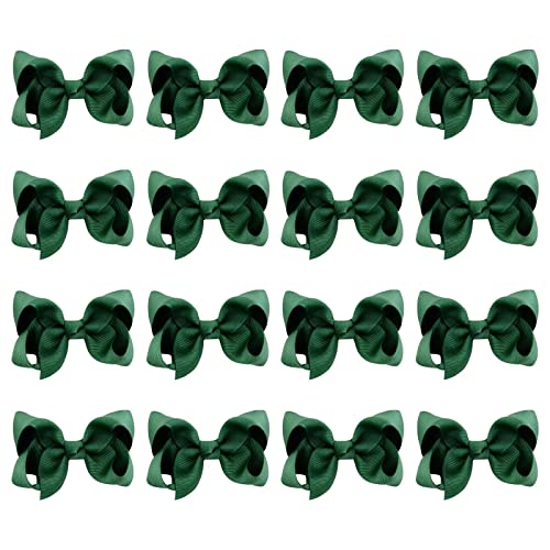 ZOCONE Hair Bows 16 PCS Clips for Girls Toddlers - School Accessory for Party Cheerleading, Holiday Gifts (Bottle Green)