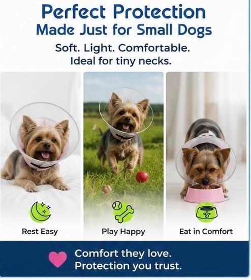 Soft Dog Cone Collar to Stop Licking Small,Medium.Large Dog Cone,Adjustable and Reversible Design,Non-Woven Breathable Fabric, Elizabethan Recovery Collar After Surgery for Cat or Dogs (Pink, Small)