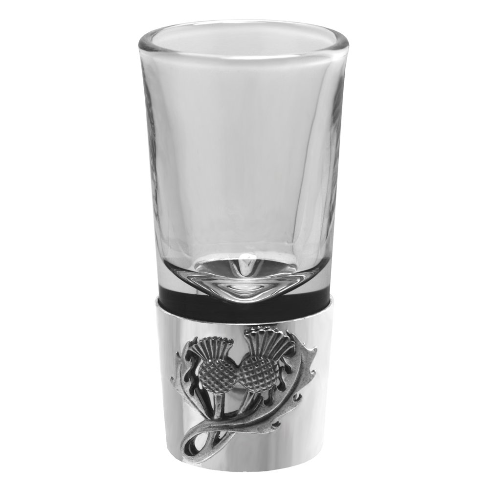 English Pewter Company Sheffield, England Women's Silver English Pewter Company Shot Glass With Pewter Base And Scottish Thistle Adornment Great Gift [Sg401]