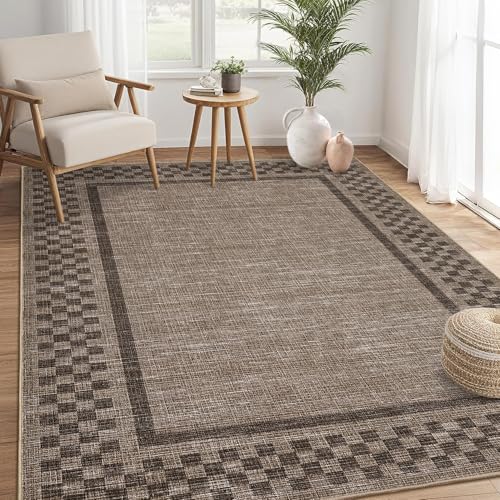 GarveeHome Machine Washable 5x7 Area Rugs Modern Bordered Living Room