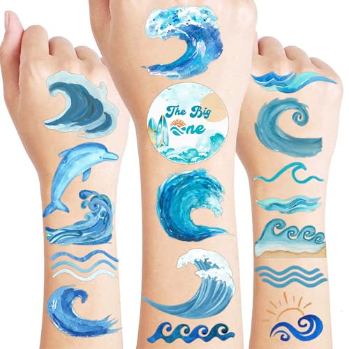 96PCS Ocean Wave Pre-Cut Temporary Tattoos – Surf Beach Summer