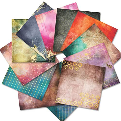 Scrapbook Paper Pad Pack 12x12,Brilliant life Vintage Pattern Double Sided Printed Classic Old Looking Background Craft Paper for Scrapbooking Card Making Decoration,12 Designs 24 Sheets