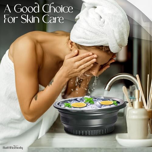 Image of Ice Face Bowl for Skin Care, Black | Foldable, Reusable, Cold Therapy, Portable