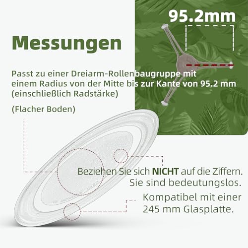 Gemroom 255 mm Mikrowellen Drehteller Kompatibel mit GE WB49X10010, 25,5 cm Ersatz Mikrowellen Glas Platte für Whirlpool WP8205098, LG 3390W1G005D