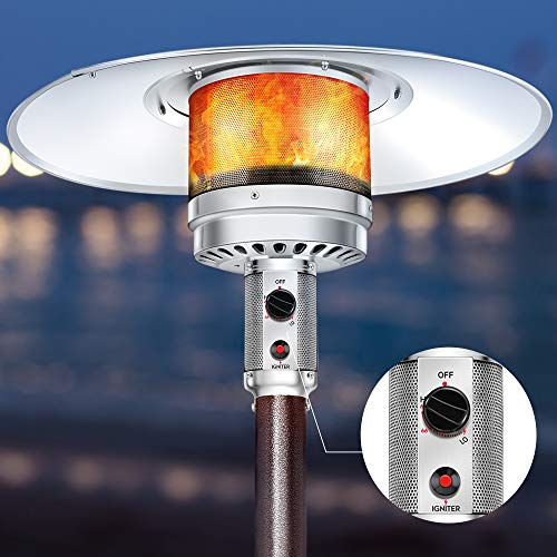 Aussumy Propane Patio Heater Outdoor : Mushroom-Styled Heat-Focusing Warmer Standing Lamp Btu 45000 with Wheels Wedding Party Garden Porch Deck Bronze