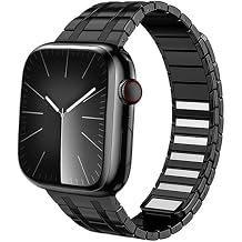 Stainless Steel Link Bracelet Band,with Automatic Bonding Metal Loop,for Apple Watch Series 11/10/9/8/7,Ultra 3/2/1,SE 3/2/1 [2025] 46mm/45mm/44mm/49mm,Black