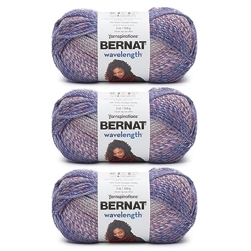 Image of Bernat Wavelength Yarn for Crocheting & Knitting, Opal, 3-Pack | #5 Bulky Yarn, 100% Acrylic, Soft Gradient Crochet Yarn for Hats, Scarves, Blankets & Crafts, 223yds, 140g /5oz per skein