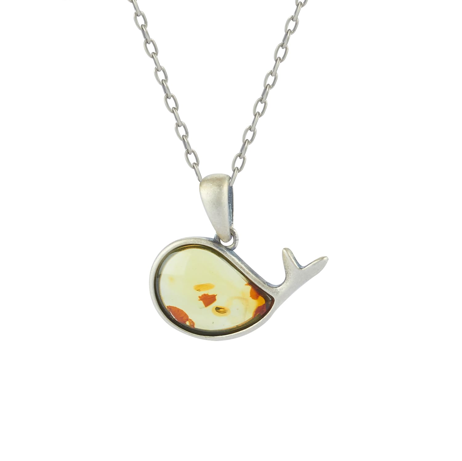 925 collar de ámbar natural del mar Báltico incrustado plata pura, diseño fresco pequeño delfín, colgante de piedra de energía ámbar pulido, caja de regalo de madera embalaje