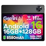 DOOGEE U11 Android 16 Tablet 11 Zoll Gemini AI 16GB RAM +128GB ROM (2TB TF), 8580mAh Gaming Tablet Unisoc T7200 Octa-Core, Widevine L1+13MP+5MP Tablets PC, 2.4G+5G WLAN GMS/3.5mm Audio/OTG/GPS/Face ID