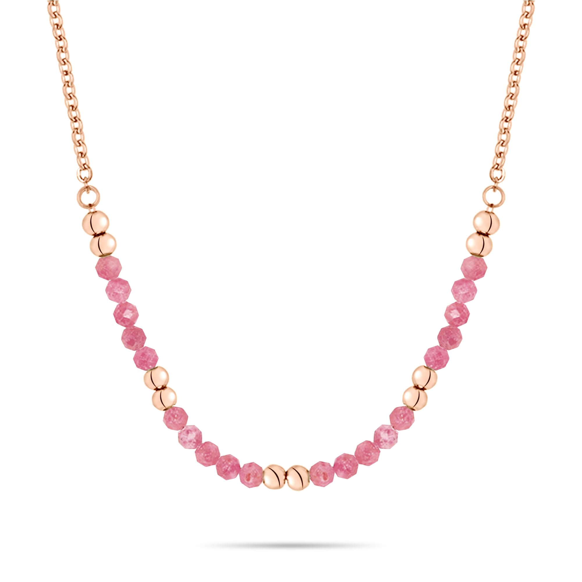 s.Oliver Necklace, elegant necklace made of polished stainless steel, IP rose gold, anchor chain, 47 cm, waterproof and skin-friendly