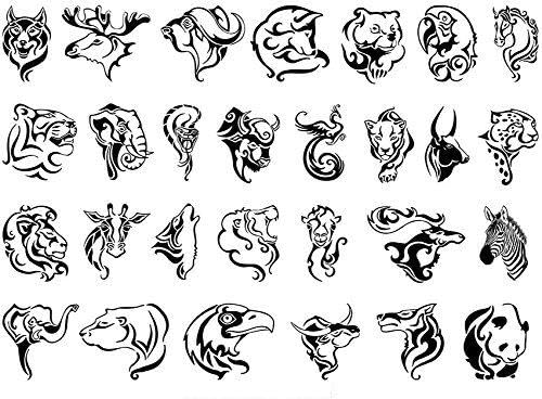 Animal Art 28 pcs 1 Inch Black Fused Glass Decals