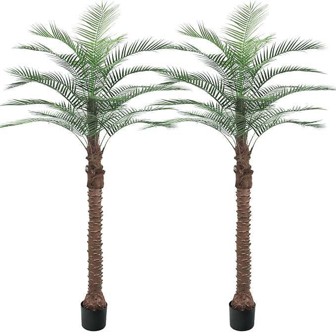 2 Pack Artificial Sago Palm Tree 7ft - Realistic Fake Sago Palm Plants for Indoor/Outdoor Decor - Low Maintenance Tropical Faux Trees with Sturdy Base - UV Resistant, Lifelike Design 7FT-2Pack C-sago Palm