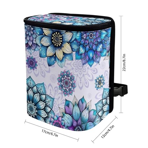Image of Talayituse Boho Mandala Print Car Trash Can with Adjustable Straps, Foldable Car Trash Bag Bin Car Garbage Bag Multipurpose Storage Box for Vehicle Travel Camping Picnicing