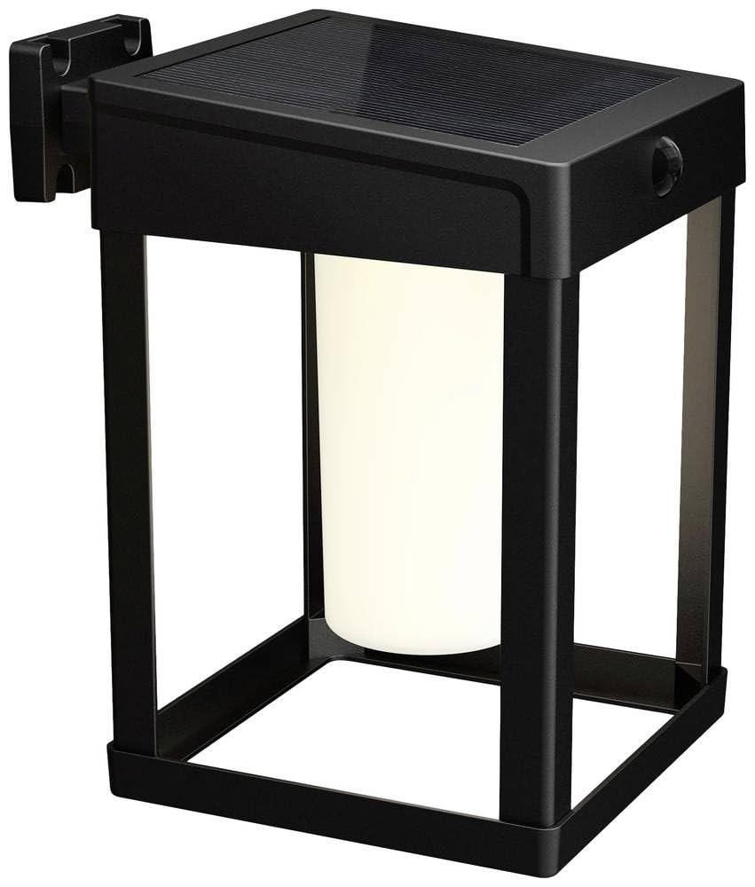 Philips Lighting Camill UltraEfficient Outdoor Solar Wall Light, Square, 1.4W, 3000K, Black, Frosted, Motion Sensor, IP44 Weatherproof