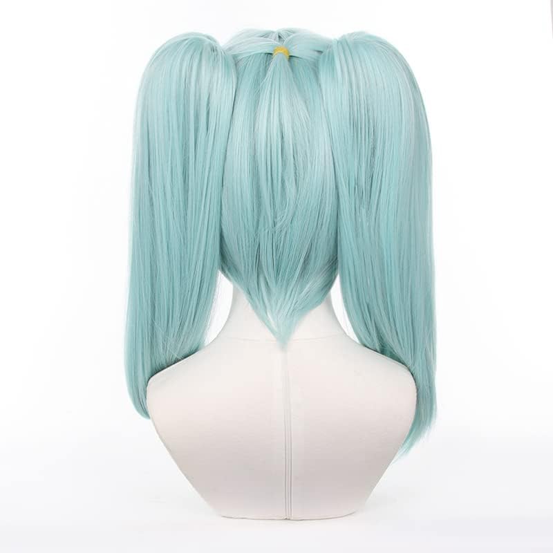 Anime Cyan-Blue Cosplay Wigs With Double Ponytails Halloween Costume Party Wig for Women - Image 5