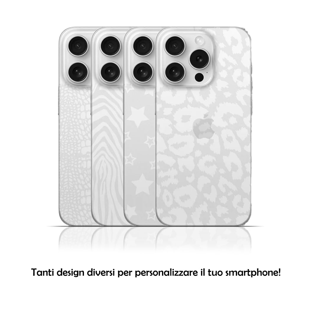 iTemizer Pellicola animalier Back Skin posteriore per iPhone 16 Pro Max. Vetro posteriore per iPhone. Anti graffio e facile da installare, dai al tuo smartphone un nuovo look. Trova il tuo modello!