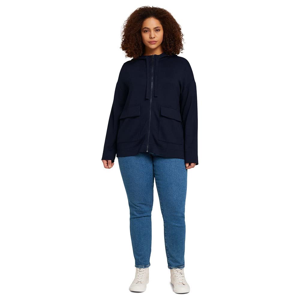 TOM TAILOR Damen Plussize Boxy Fit Sweatjacke mit Kapuze