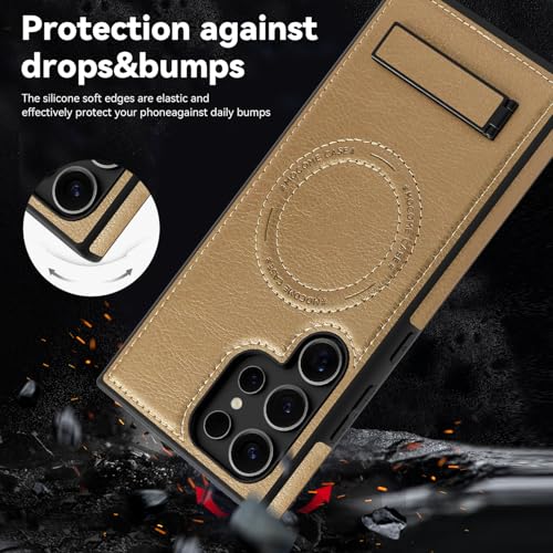 Image of Lunivop for Samsung Galaxy S24 Ultra Case 6.8 inch PU Leather Gold