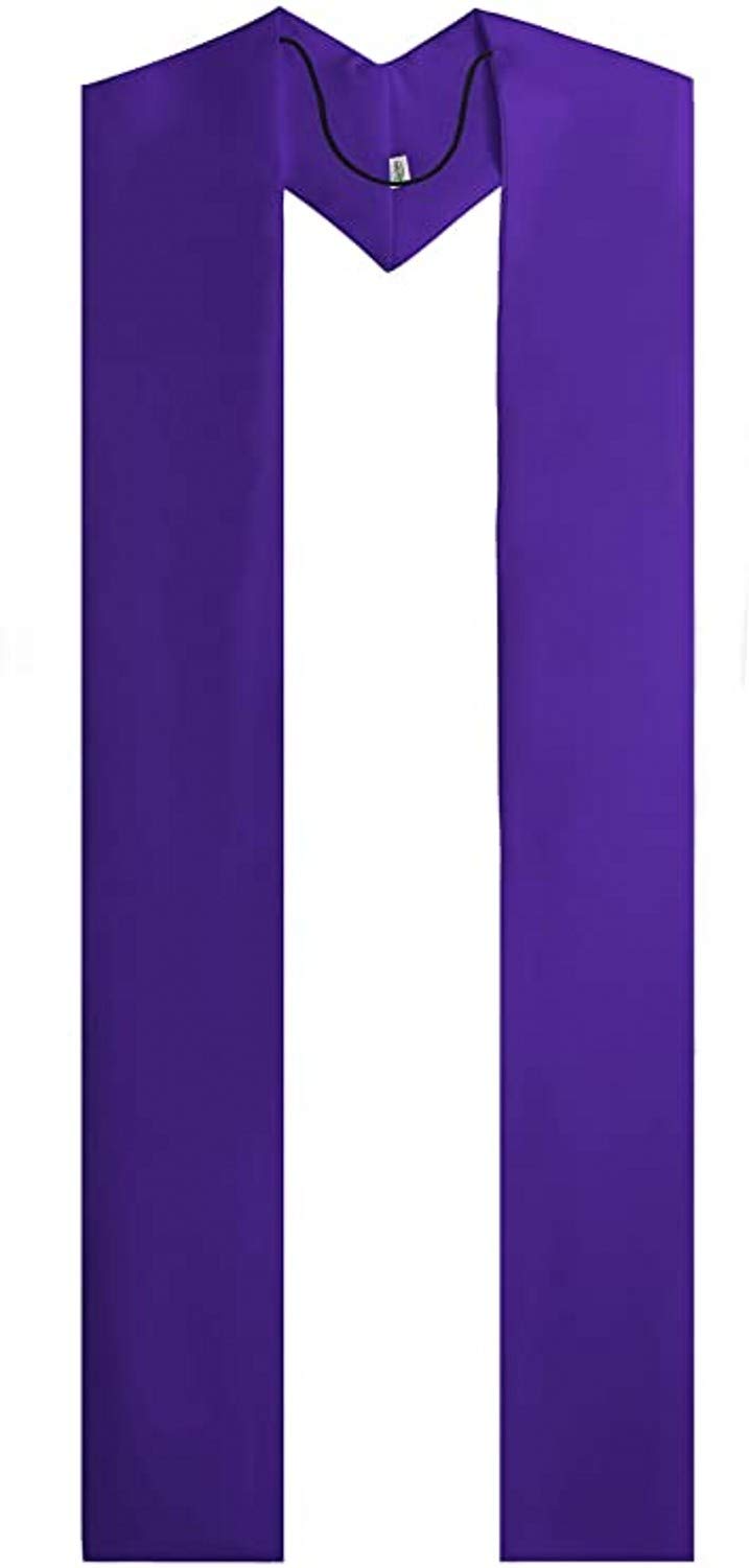 Graduatepro Unisex Purple Adult Clergy Stole Church Pastor Wedding Priest Choir Sash Satin Plain 94"/240Cm