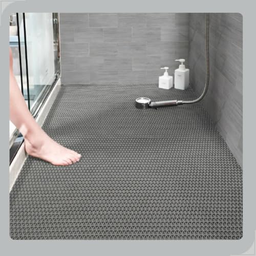 Tapete Antiderrapante Para Banheiro, Chuveiro, Box, Piscina, Áreas Molhadas (Onda Cinza, 0,60 X 1,00