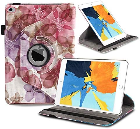 iPad Mini 5/Mini 4 Case, New iPad Mini 5th/4th Gen Case 7.9" 2019 with Premium Leather 360 Degree Rotating Automatic Wake/Sleep Stand Case-Floral Purple