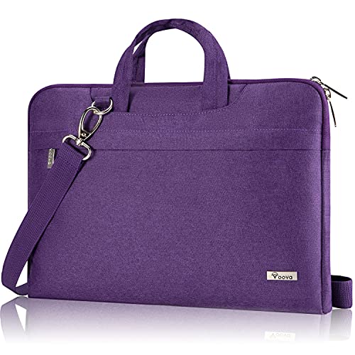 Voova Sacoche pour Ordinateur Portable 13 13,3 14 Pouces, Imperméable Sac Pochette Housse PC, avec Bandoulière et Poignée Cachée，Compatible avec Macbook Air Dell Acer ASUS Samsung Hp Lenovo, Violet