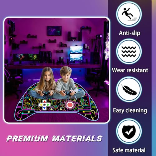 Gamepad Shaped Carpet Rug - Gamepad Shaped Area Rug for Boys Bedroom Gaming Themed Area Rugs Kids Boys Gaming Room Decor, 3x5 Feet