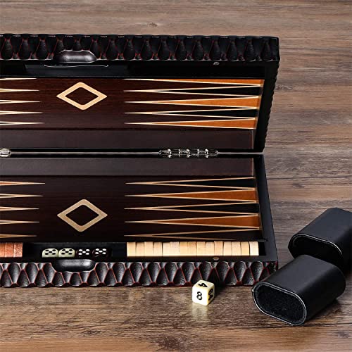 Woodronic 15" Wood Backgammon Set For Adults, Travel Backgammon Game Folding Backgammon Board #TOP4