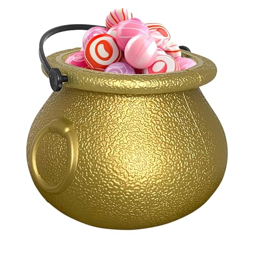 Fyrdyn Caldeirão de doces, caldeirão de bruxa, balde de doces com alça, reutilizável, para truque ou tratamento, acessórios decorativos para eventos festivos, meninos, adultos, meninas, meninos