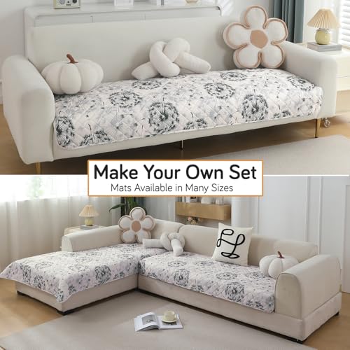 Image of HOKIPO Printed Waterproof + Anti-Slip + Quick Dry Sofa Seat Mats, Dandelion Anchor Grey - Length 110cm (AR-5230-P6)