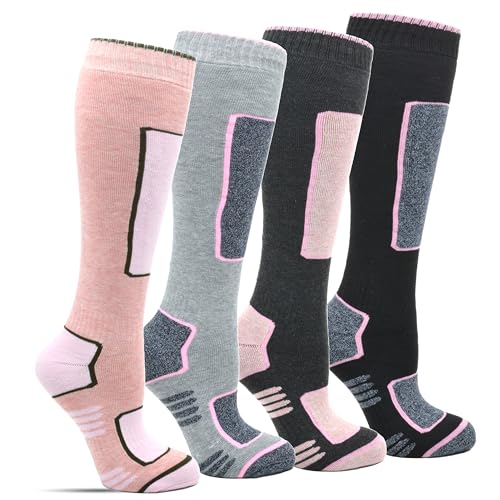 Frostfighter Skisocken Damen (4x Paar) Winter Thermo Ski Kniestrümpfe...