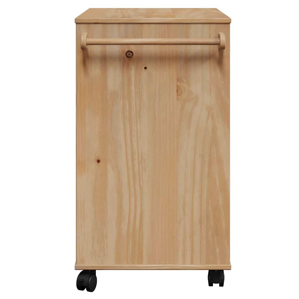 vidaXL Carrito de Cocina, Carro Organizador de Almacenamiento, Carrito de Servicio de Alimentos, Carro de Verduras Bebidas, Madera Maciza de Pino