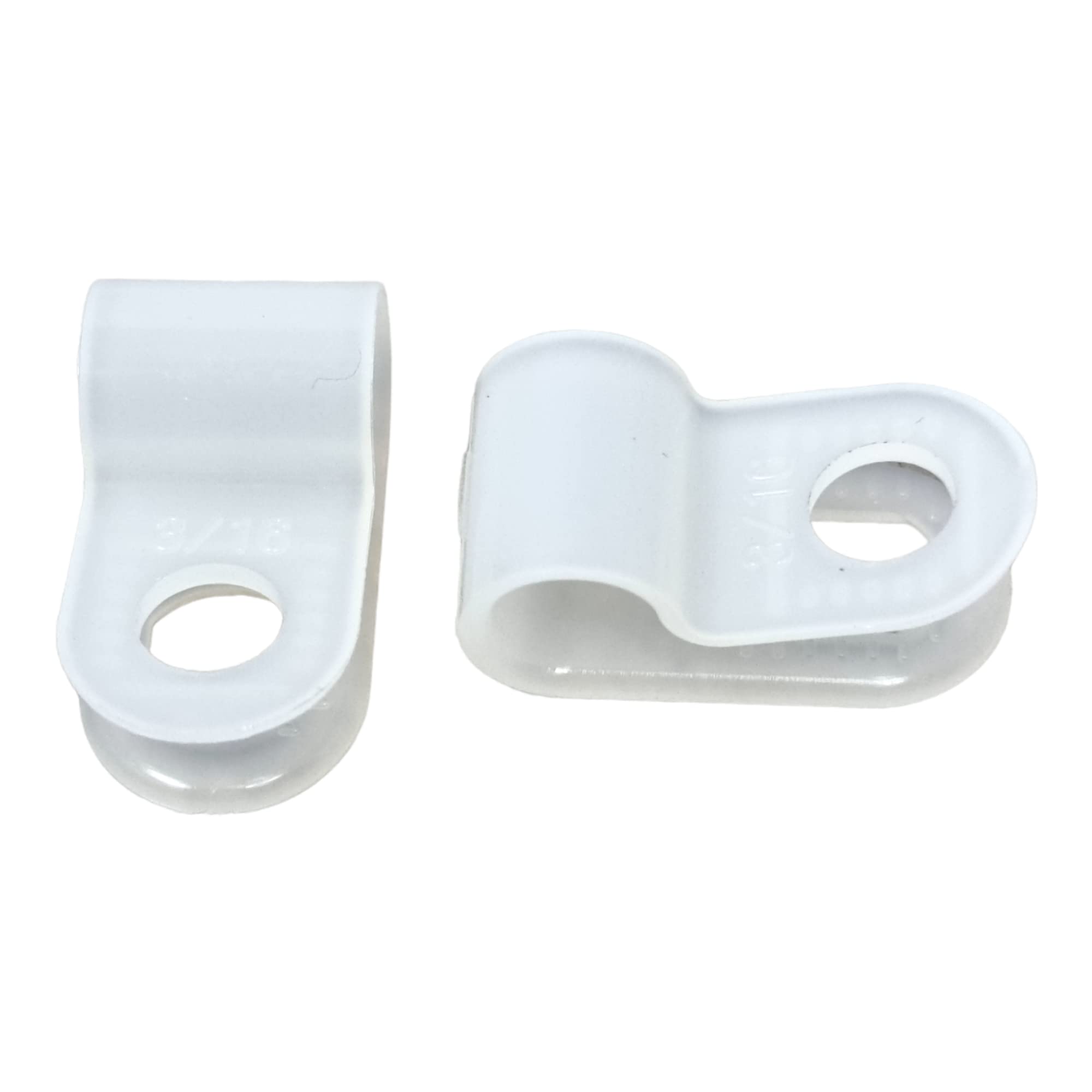 100 Pack of White Nylon P-Clips, Plastic Cable Clips, 5mm (3/16") Diameter